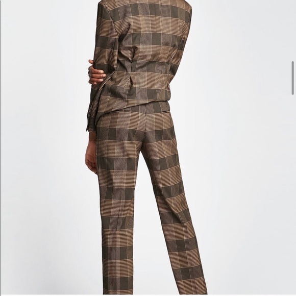 Zara Checkered Plaid PANTS ONLY Sz S Blogger Favorite NWT - Picture 6 of 7